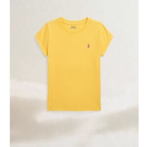 POLO Ralph Lauren Cotton Jersey Tee Yellow Kids Cap Sleeve Embroidered Logo Crew
